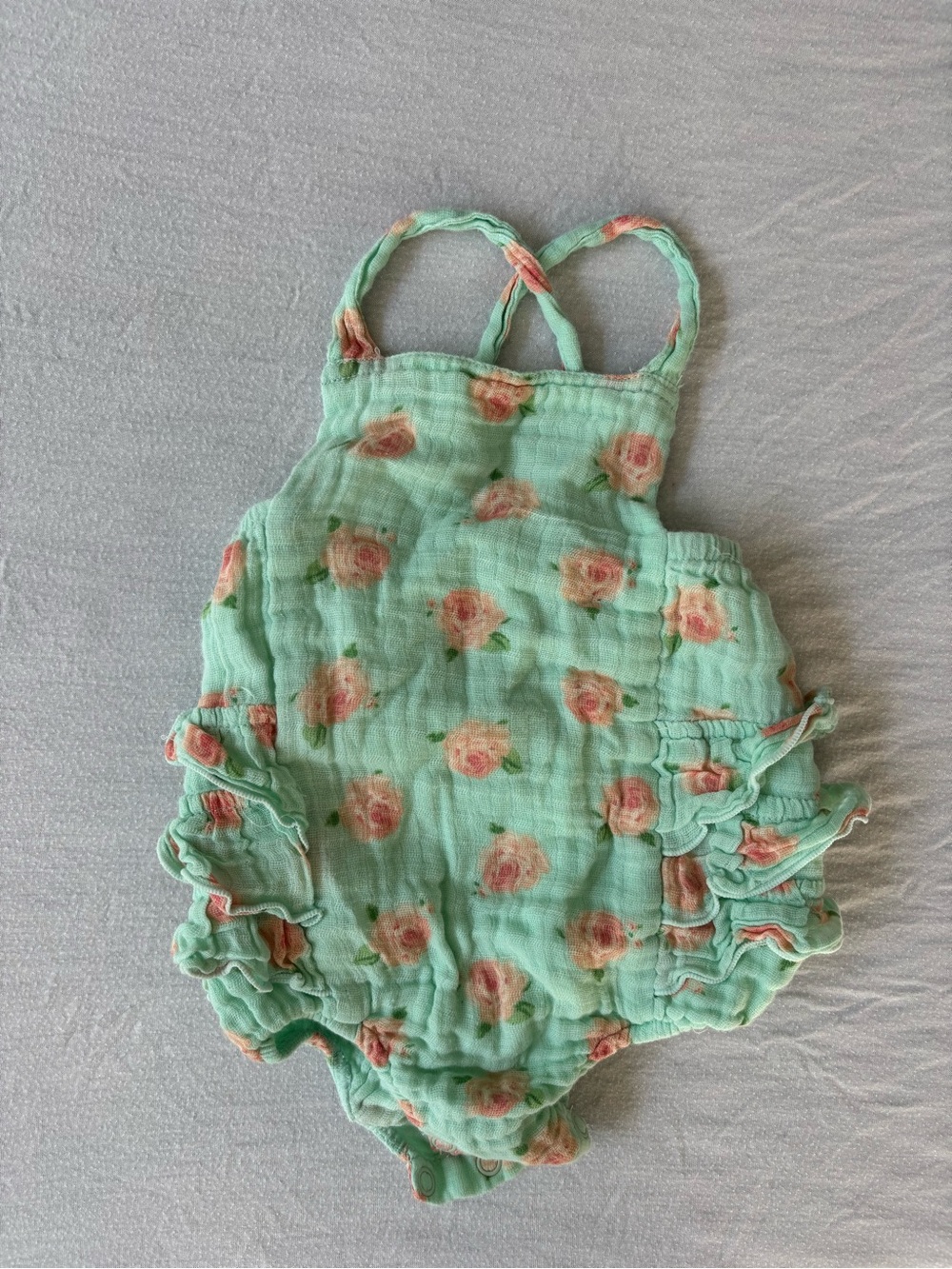 Angel Dear Mint Floral Ruffle Diaper Cover